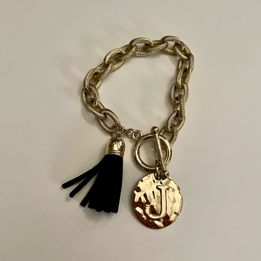 “J” Initial Gold Bracelet